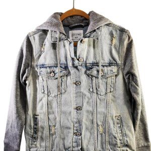 Ardene Eighty Two Denim Hooded Jacket, Gray, Small